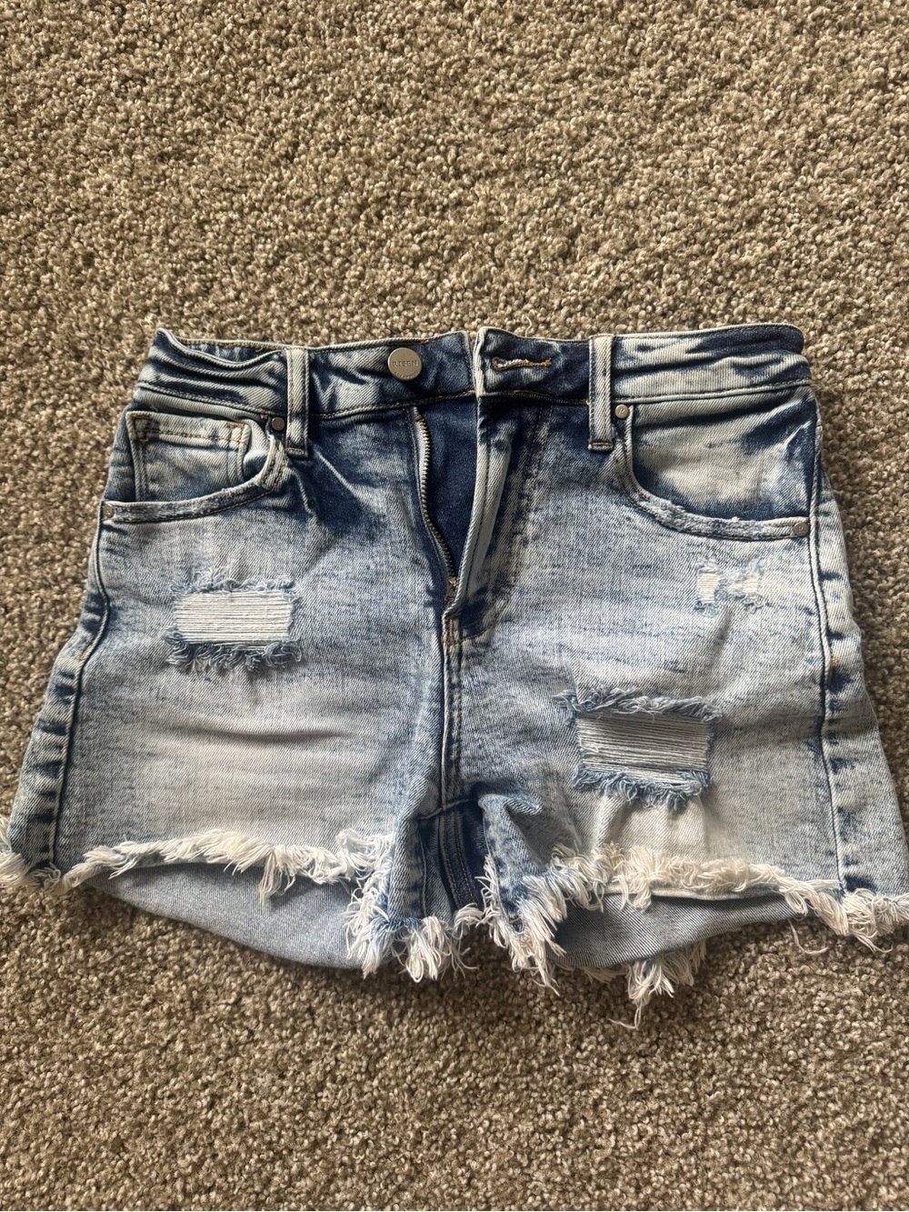 Distressed Light Blue Denim Jean Shorts - Casual Summer Cutoffs